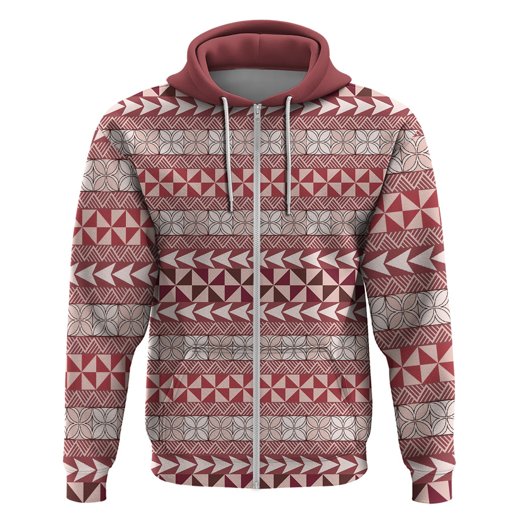 Pasifika Sataoa Pattern Simple Motif Hoodie Cherry LT9 Zip Hoodie Cherry - Polynesian Pride