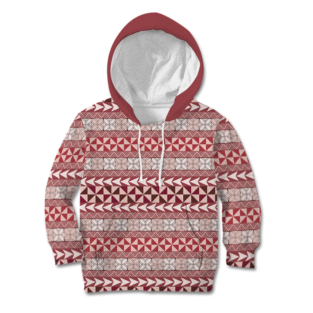 Pasifika Sataoa Pattern Simple Motif Kid Hoodie Cherry LT9 Hoodie Cherry - Polynesian Pride