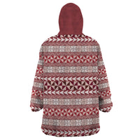 Pasifika Sataoa Pattern Simple Motif Wearable Blanket Hoodie Cherry LT9 - Polynesian Pride
