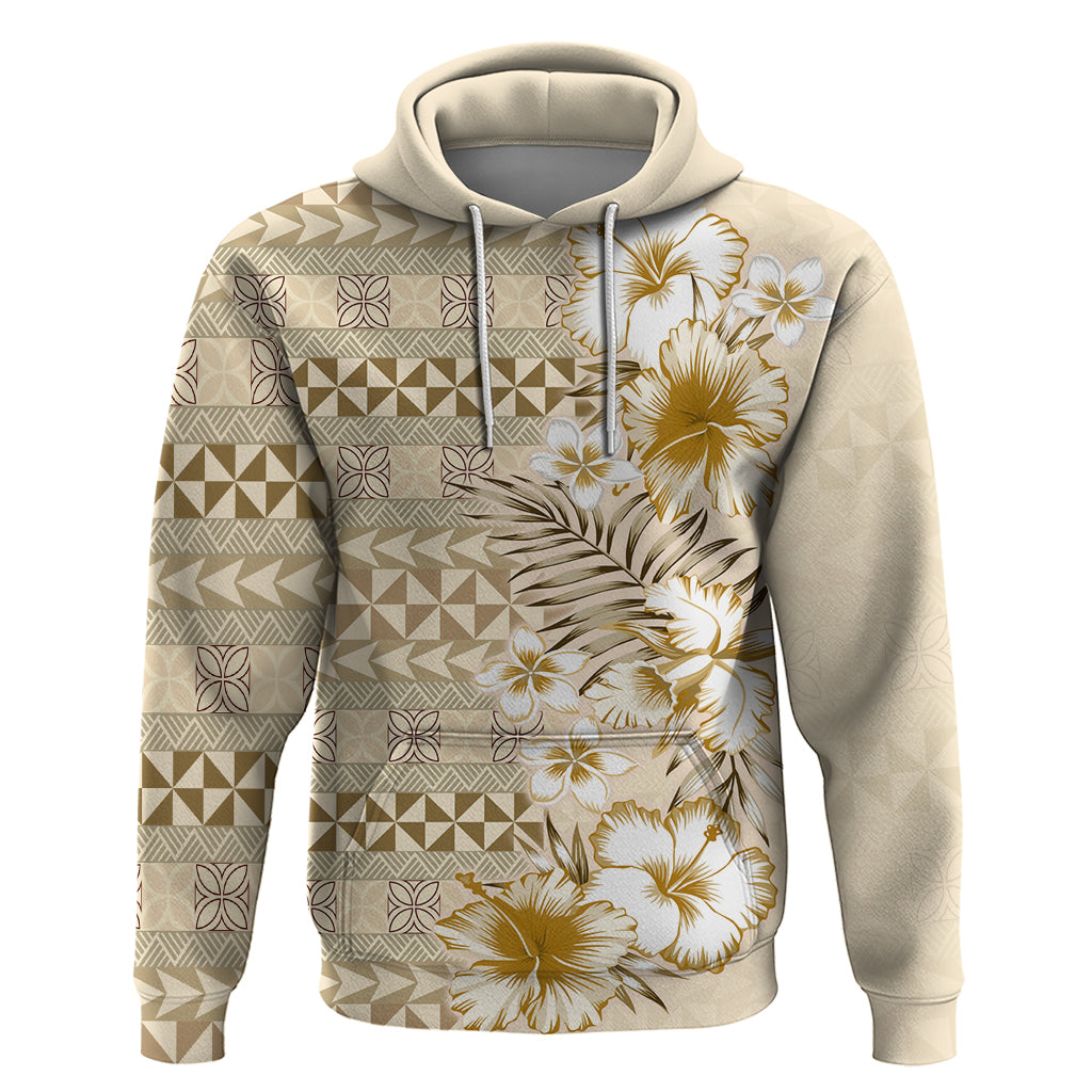 Pasifika Sataoa Pattern Plumeria Vintage Zip Hoodie Beige Tan LT9 Pullover Hoodie Beige Tan - Polynesian Pride