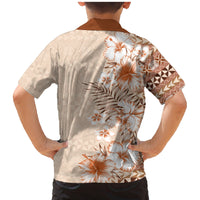 Pasifika Sataoa Pattern Plumeria Vintage Family Matching Mermaid Dress and Hawaiian Shirt Brown Beige Tan LT9 - Polynesian Pride