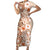 Pasifika Sataoa Pattern Plumeria Vintage Family Matching Short Sleeve Bodycon Dress and Hawaiian Shirt Brown Beige Tan LT9 Mom's Dress Brown - Polynesian Pride