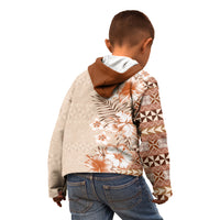 Pasifika Sataoa Pattern Plumeria Vintage Kid Hoodie Brown Beige Tan LT9 - Polynesian Pride
