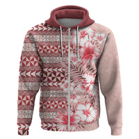 Pasifika Sataoa Pattern Plumeria Vintage Zip Hoodie Cherry LT9 Zip Hoodie Cherry - Polynesian Pride