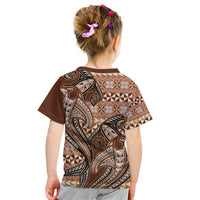 Vintage Hammerhead Shark Valentine Day Kid T Shirt Pasifika Sataoa Pattern - Brown Beige Tan LT9 - Polynesian Pride