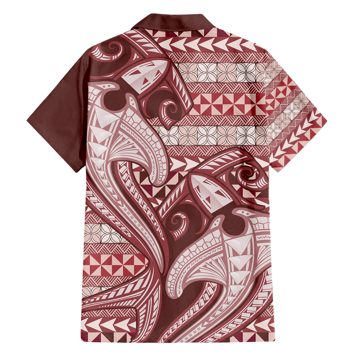 Vintage Hammerhead Shark Valentine Day Family Matching Tank Maxi Dress and Hawaiian Shirt Pasifika Sataoa Pattern - Cherry LT9 - Polynesian Pride