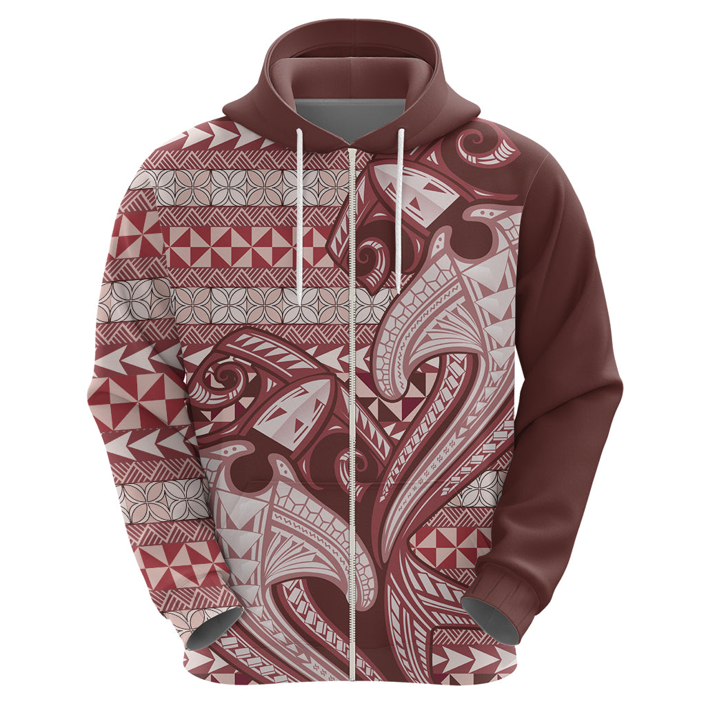 Vintage Hammerhead Shark Valentine Day Hoodie Pasifika Sataoa Pattern - Cherry LT9 - Polynesian Pride