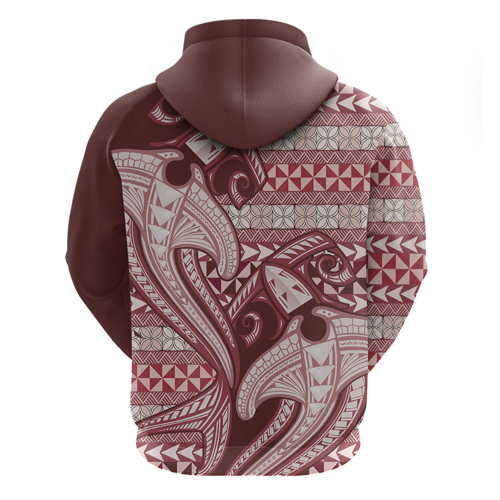 Vintage Hammerhead Shark Valentine Day Zip Hoodie Pasifika Sataoa Pattern - Cherry LT9 - Polynesian Pride