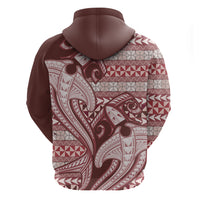 Vintage Hammerhead Shark Valentine Day Zip Hoodie Pasifika Sataoa Pattern - Cherry LT9 - Polynesian Pride