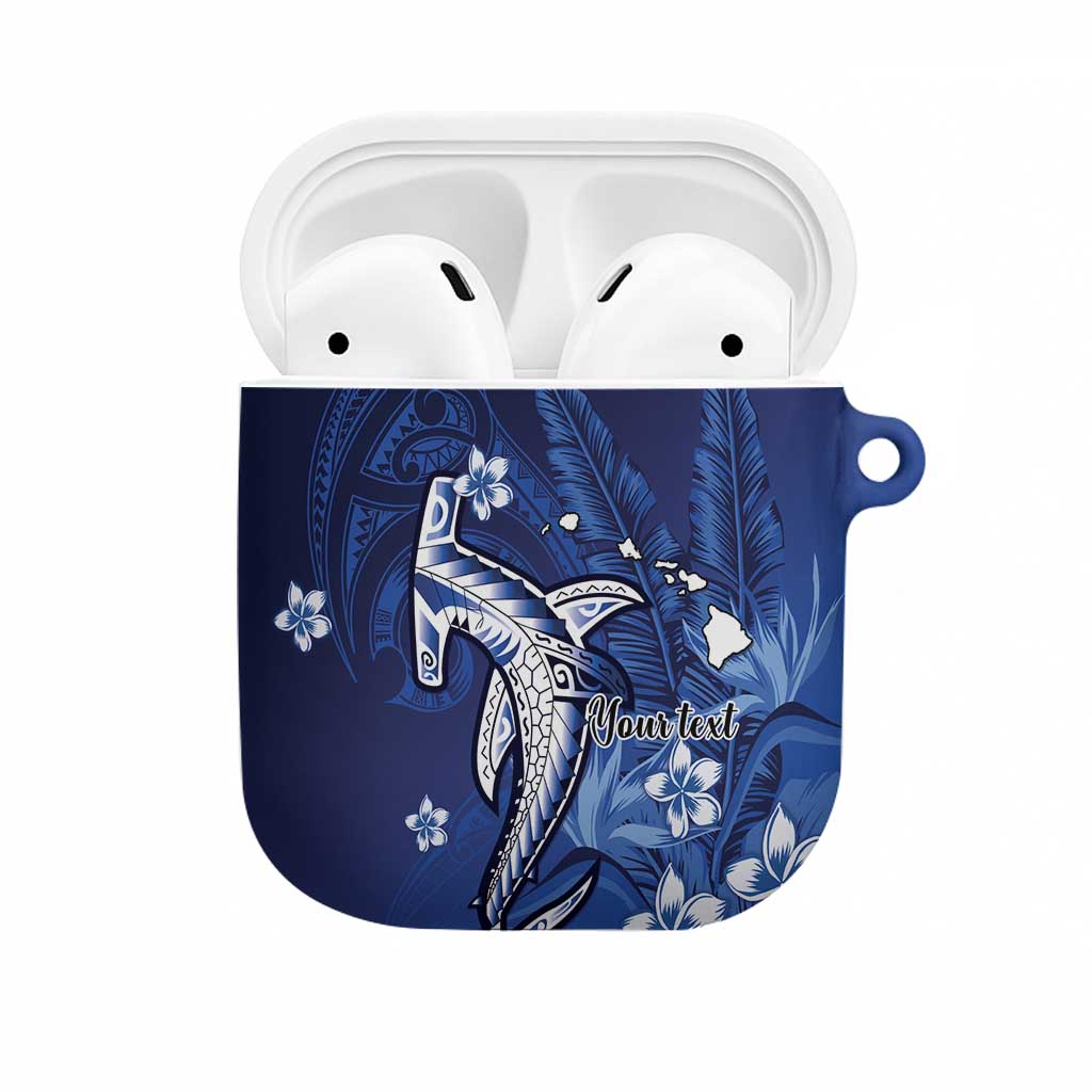 Personalized Hawaiian Maori Hammerhead Shark AirPods Case Polu Plumeria - Polynesian Pride