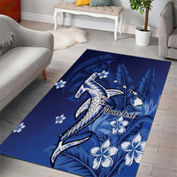 Personalized Hawaiian Maori Hammerhead Shark Area Rug Polu Plumeria - Polynesian Pride