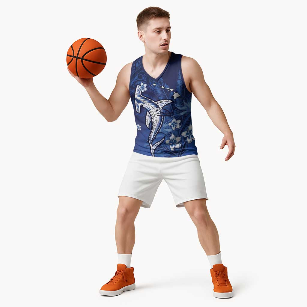 Personalized Hawaiian Maori Hammerhead Shark Basketball Jersey Polu Plumeria - Polynesian Pride
