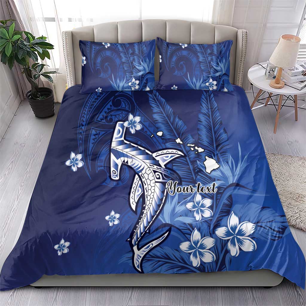 Personalized Hawaiian Maori Hammerhead Shark Bedding Set Polu Plumeria - Polynesian Pride