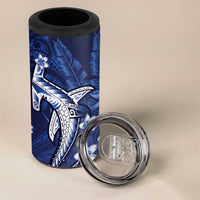 Personalized Hawaiian Maori Hammerhead Shark 4 in 1 Can Cooler Tumbler Polu Plumeria - Polynesian Pride