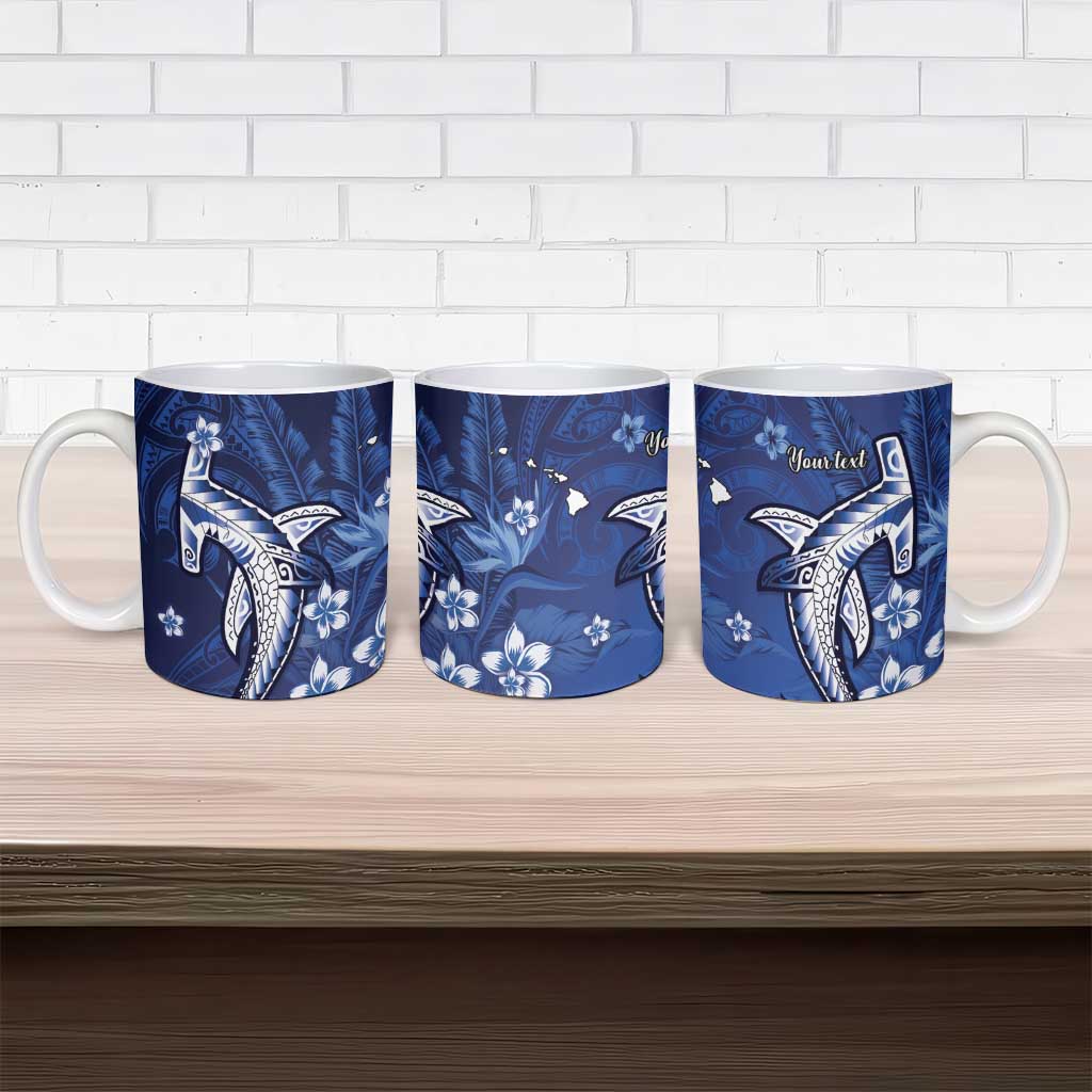 Personalized Hawaiian Maori Hammerhead Shark Ceramic Mug Polu Plumeria - Polynesian Pride