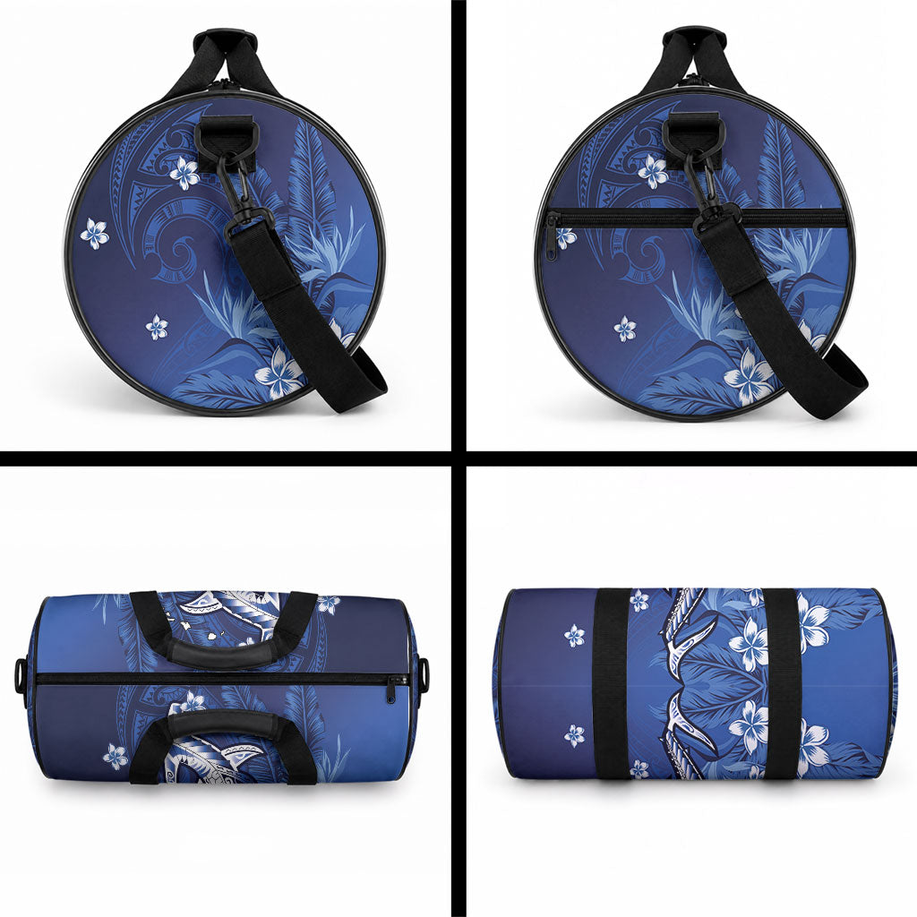 Personalized Hawaiian Maori Hammerhead Shark Duffle Bag Polu Plumeria LT9 - Polynesian Pride