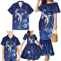 Personalized Hawaiian Maori Hammerhead Shark Family Matching Mermaid Dress and Hawaiian Shirt Polu Plumeria LT9 - Polynesian Pride