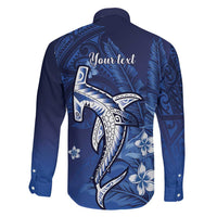Personalized Hawaiian Maori Hammerhead Shark Family Matching Off The Shoulder Long Sleeve Dress and Hawaiian Shirt Polu Plumeria LT9 - Polynesian Pride