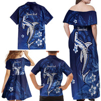 Personalized Hawaiian Maori Hammerhead Shark Family Matching Off Shoulder Maxi Dress and Hawaiian Shirt Polu Plumeria LT9 - Polynesian Pride