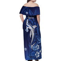 Personalized Hawaiian Maori Hammerhead Shark Family Matching Off Shoulder Maxi Dress and Hawaiian Shirt Polu Plumeria LT9 - Polynesian Pride