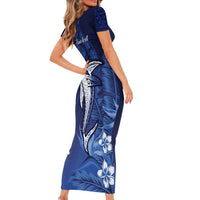 Personalized Hawaiian Maori Hammerhead Shark Family Matching Short Sleeve Bodycon Dress and Hawaiian Shirt Polu Plumeria LT9 - Polynesian Pride