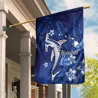 Personalized Hawaiian Maori Hammerhead Shark Garden Flag Polu Plumeria - Polynesian Pride