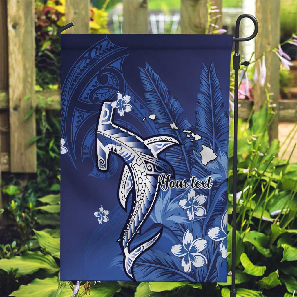 Personalized Hawaiian Maori Hammerhead Shark Garden Flag Polu Plumeria - Polynesian Pride