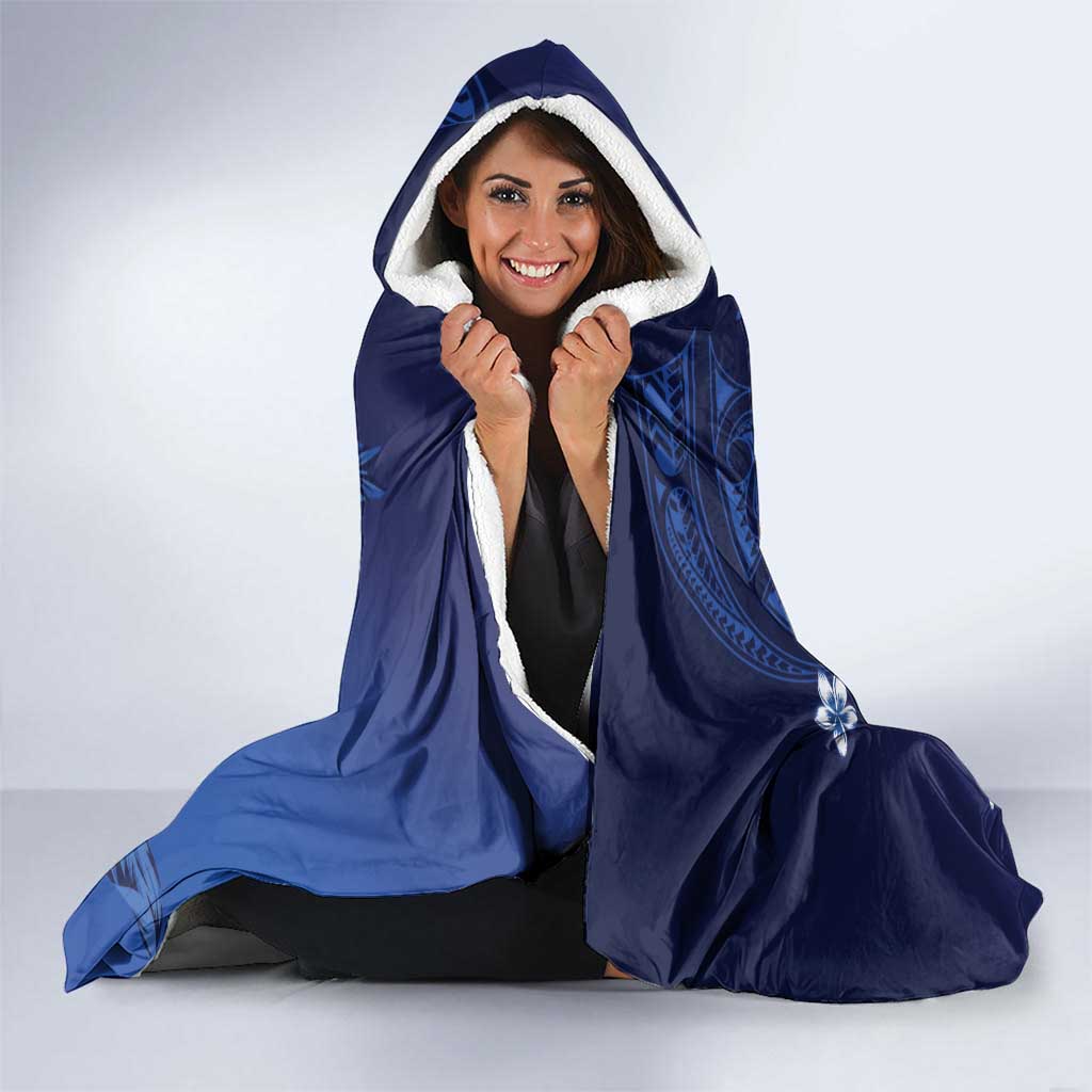 Personalized Hawaiian Maori Hammerhead Shark Hooded Blanket Polu Plumeria - Polynesian Pride