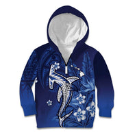 Personalized Hawaiian Maori Hammerhead Shark Kid Hoodie Polu Plumeria - Polynesian Pride
