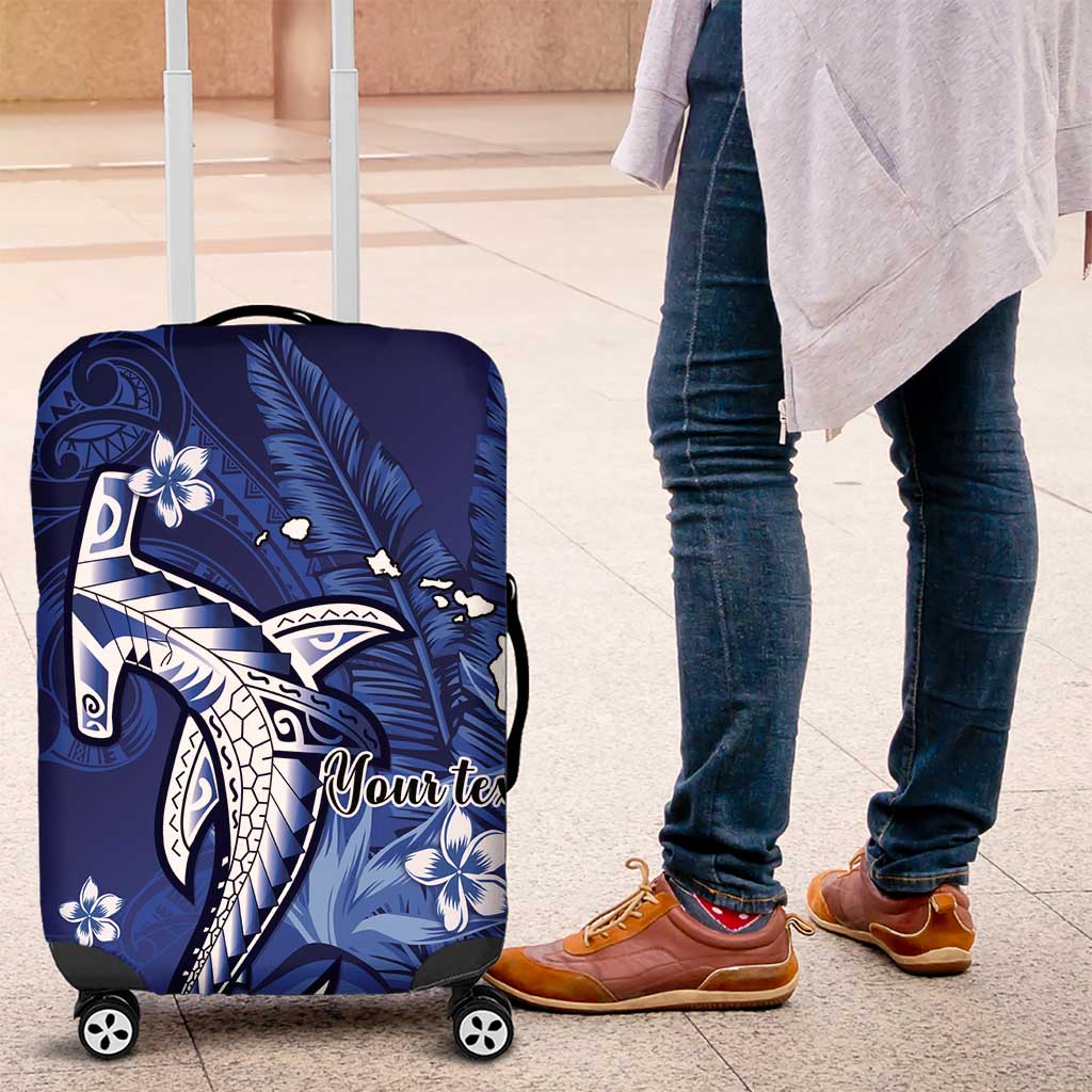 Personalized Hawaiian Maori Hammerhead Shark Luggage Cover Polu Plumeria - Polynesian Pride