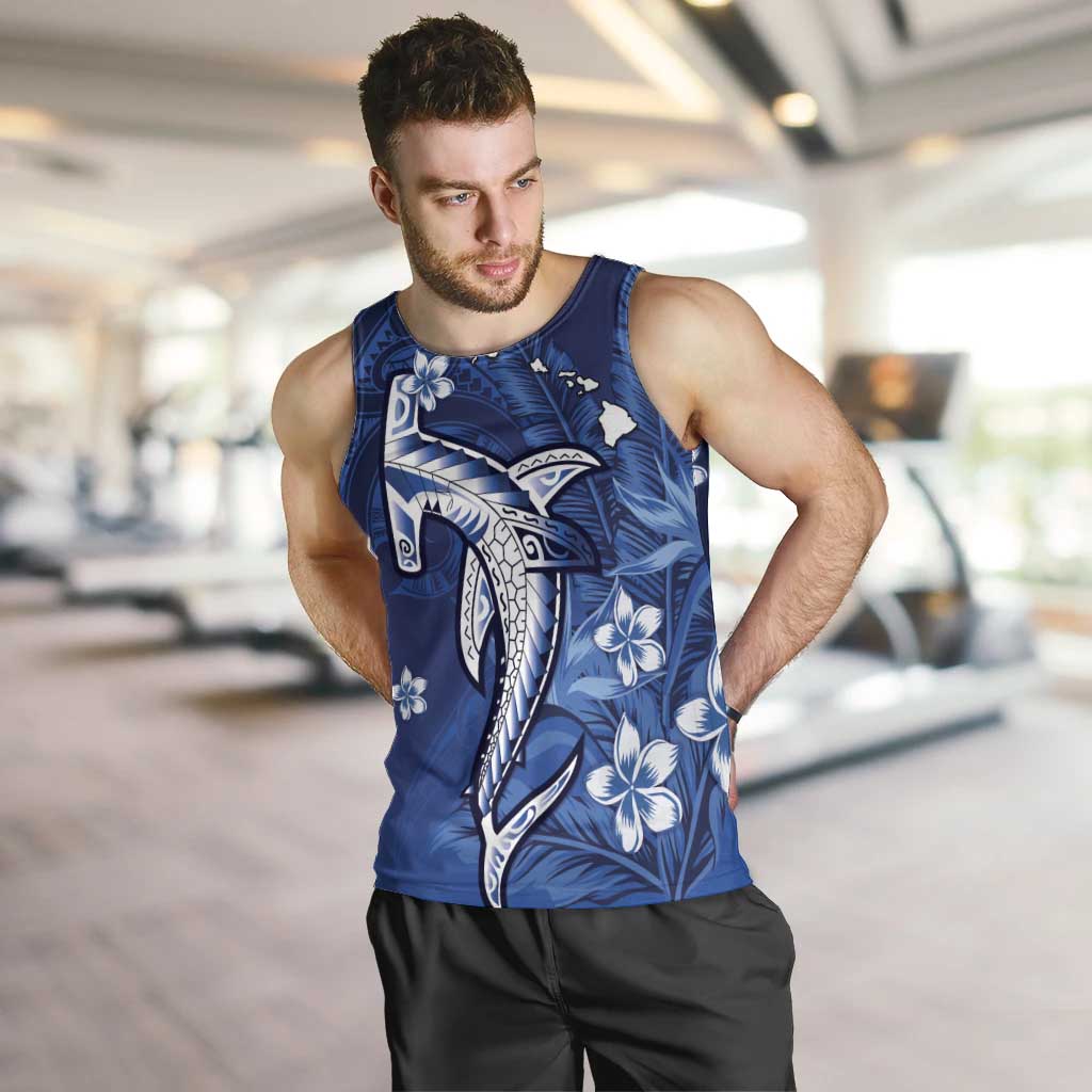 Personalized Hawaiian Maori Hammerhead Shark Men Tank Top Polu Plumeria - Polynesian Pride