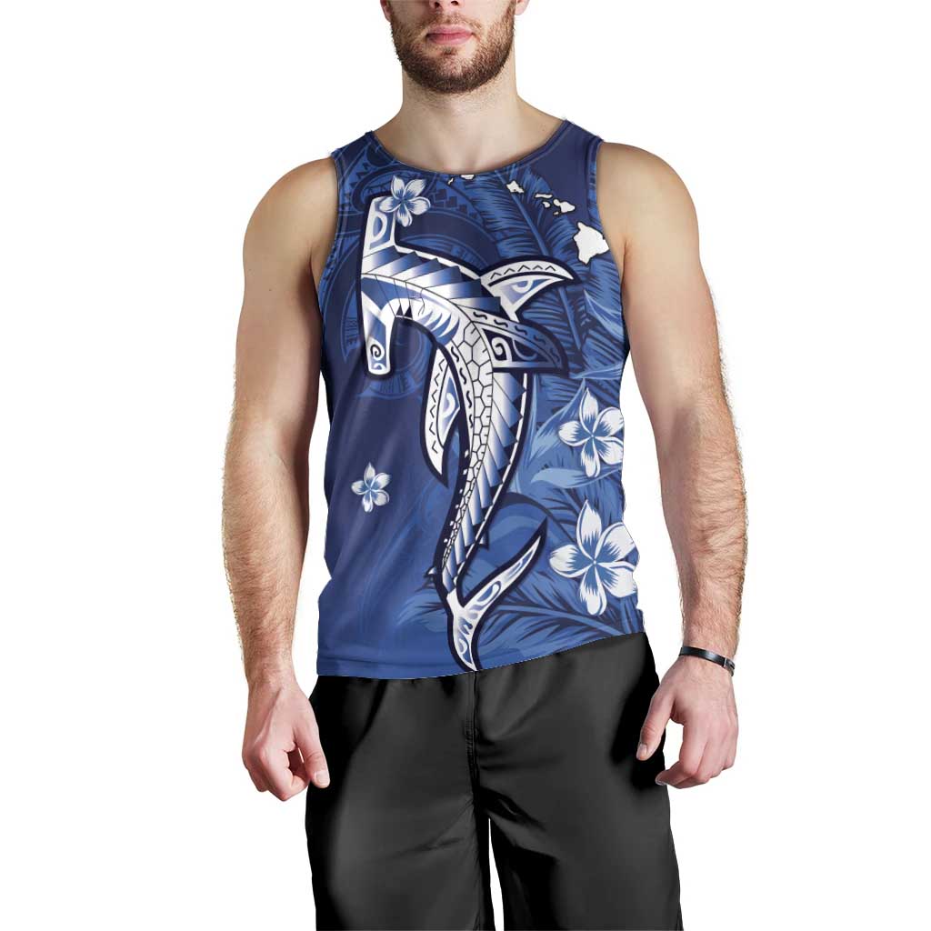 Personalized Hawaiian Maori Hammerhead Shark Men Tank Top Polu Plumeria - Polynesian Pride