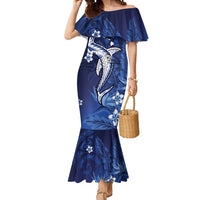 Personalized Hawaiian Maori Hammerhead Shark Mermaid Dress Polu Plumeria - Polynesian Pride