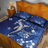Personalized Hawaiian Maori Hammerhead Shark Quilt Bed Set Polu Plumeria - Polynesian Pride
