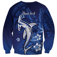 Personalized Hawaiian Maori Hammerhead Shark Sweatshirt Polu Plumeria - Polynesian Pride
