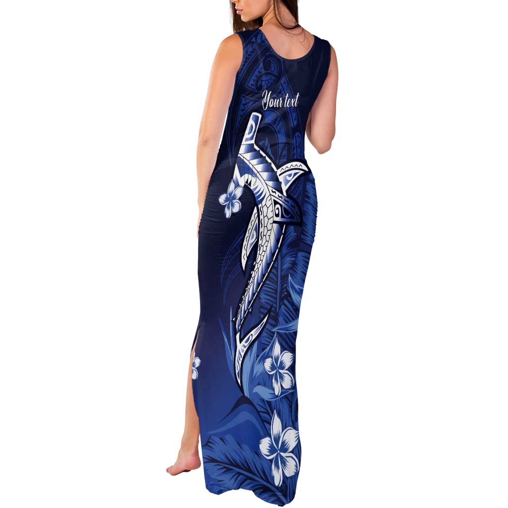 Personalized Hawaiian Maori Hammerhead Shark Tank Maxi Dress Polu Plumeria - Polynesian Pride