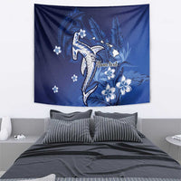 Personalized Hawaiian Maori Hammerhead Shark Tapestry Polu Plumeria - Polynesian Pride