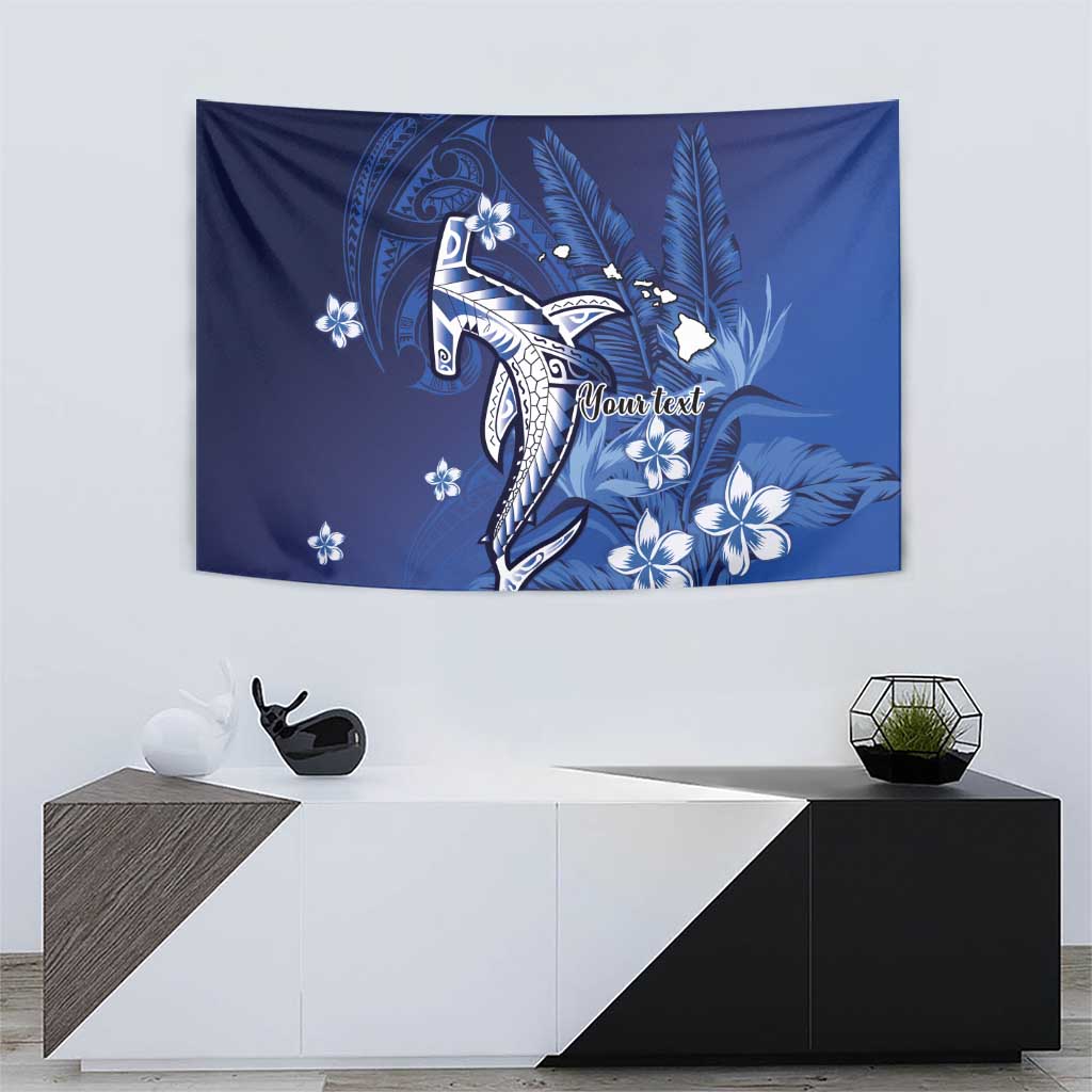 Personalized Hawaiian Maori Hammerhead Shark Tapestry Polu Plumeria - Polynesian Pride