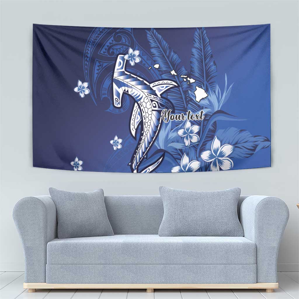 Personalized Hawaiian Maori Hammerhead Shark Tapestry Polu Plumeria - Polynesian Pride
