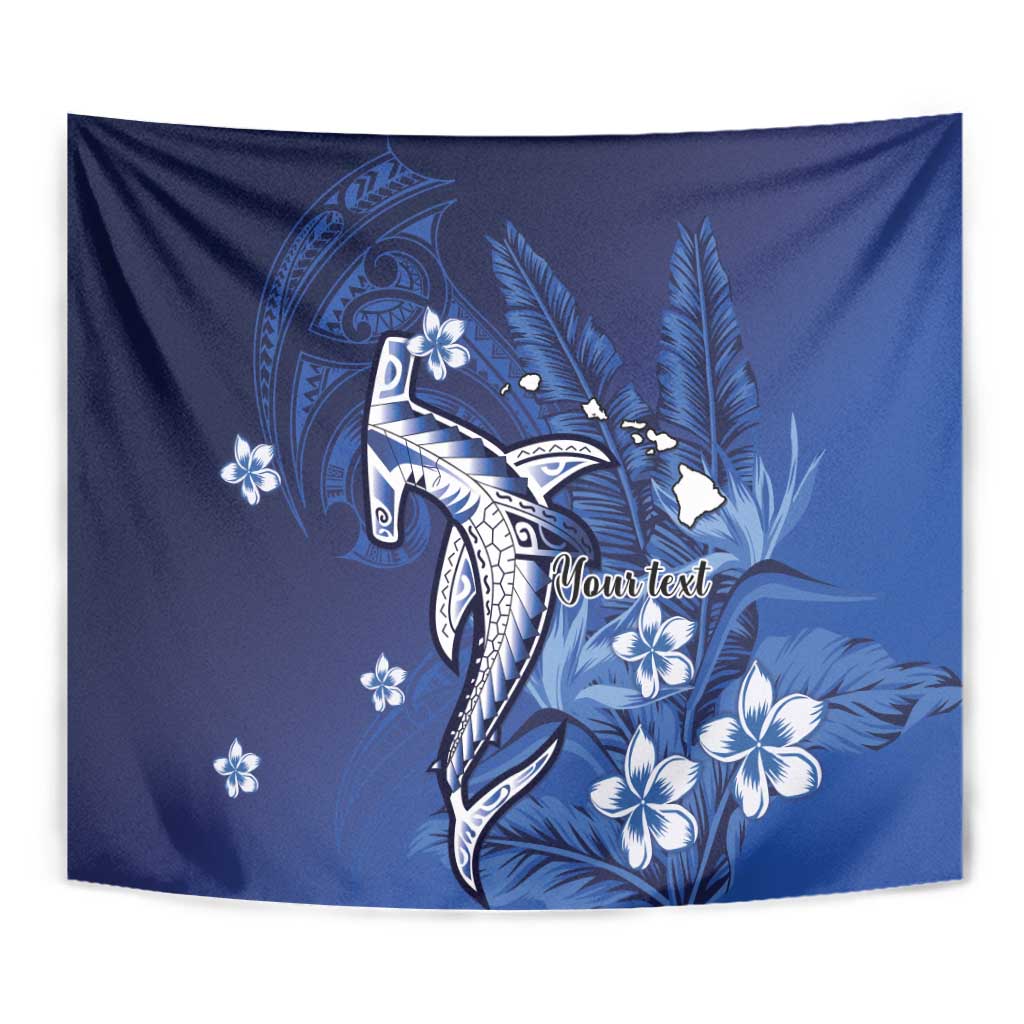 Personalized Hawaiian Maori Hammerhead Shark Tapestry Polu Plumeria - Polynesian Pride