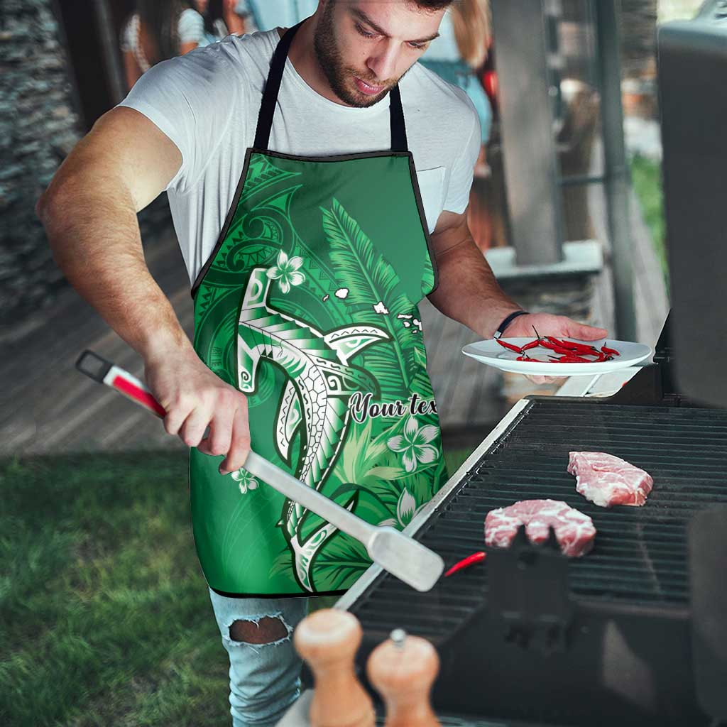Personalized Hawaiian Maori Hammerhead Shark Apron Omaomao Plumeria - Polynesian Pride