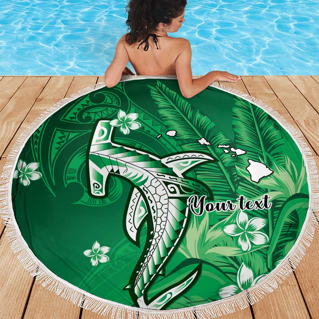 Personalized Hawaiian Maori Hammerhead Shark Beach Blanket Omaomao Plumeria - Polynesian Pride