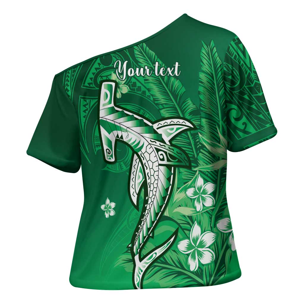Personalized Hawaiian Maori Hammerhead Shark Cross Shoulder Shirt Omaomao Plumeria - Polynesian Pride