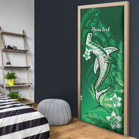 Personalized Hawaiian Maori Hammerhead Shark Door Cover Omaomao Plumeria - Polynesian Pride