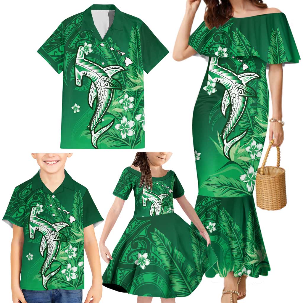Personalized Hawaiian Maori Hammerhead Shark Family Matching Mermaid Dress and Hawaiian Shirt Omaomao Plumeria LT9 - Polynesian Pride