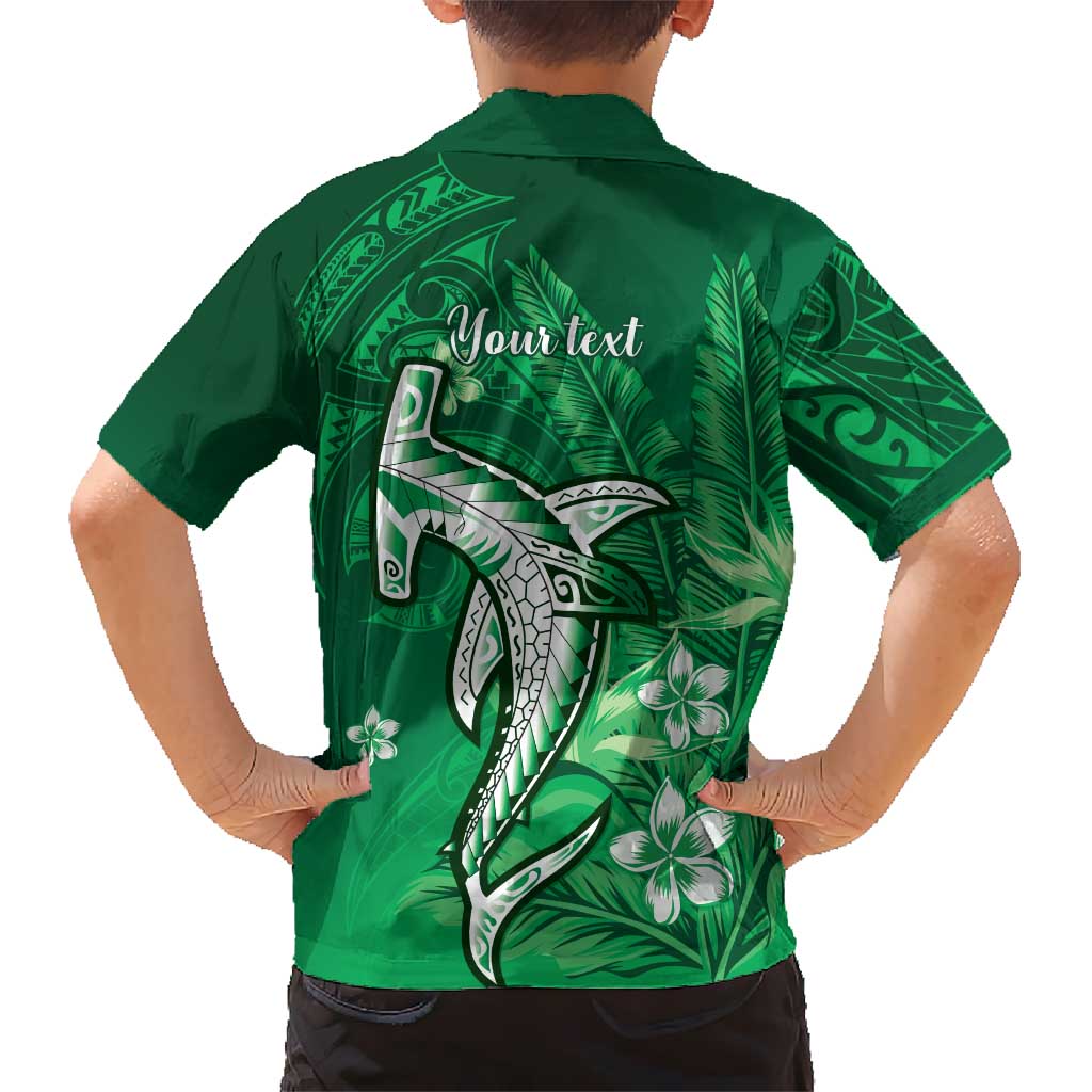 Personalized Hawaiian Maori Hammerhead Shark Kid Hawaiian Shirt Omaomao Plumeria - Polynesian Pride