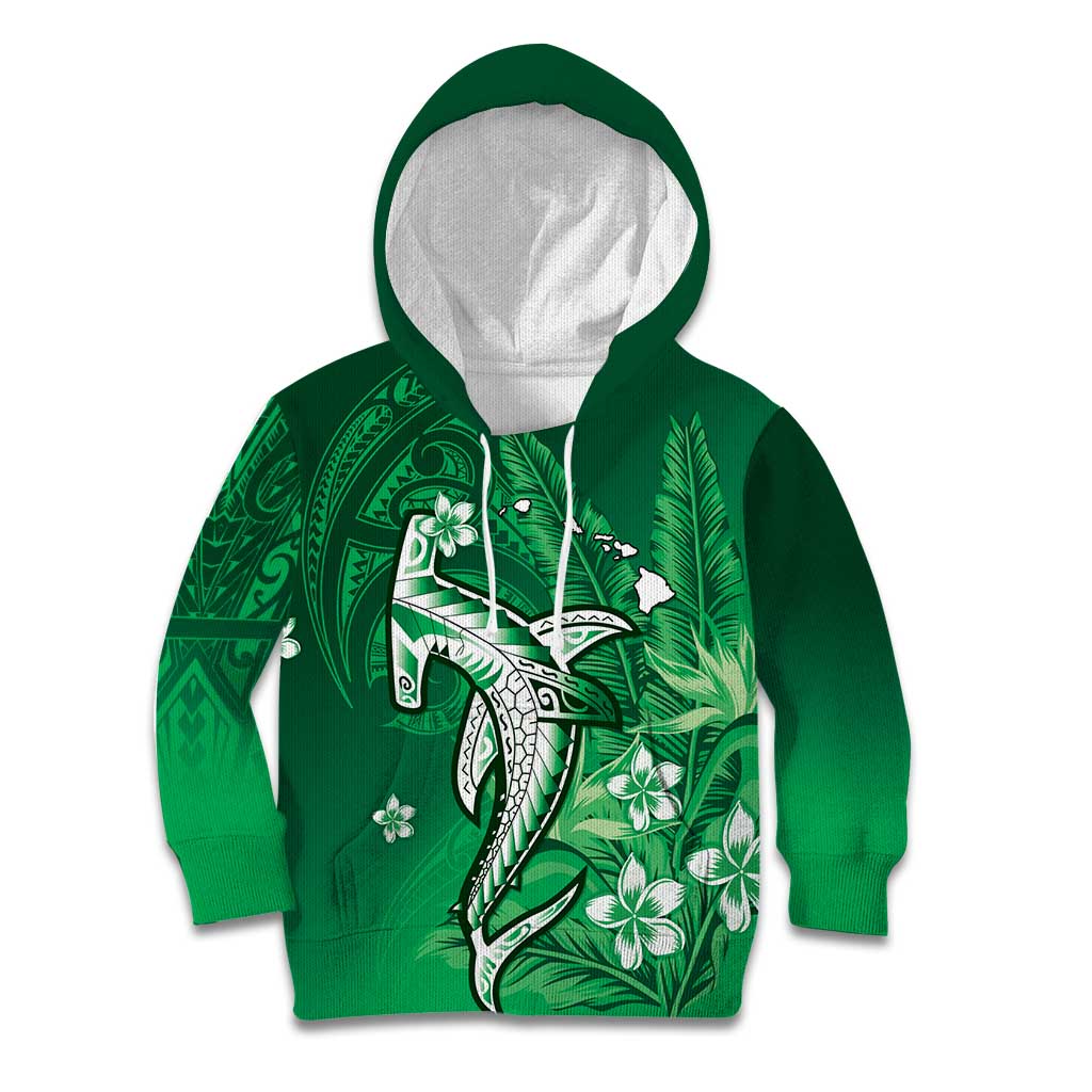Personalized Hawaiian Maori Hammerhead Shark Kid Hoodie Omaomao Plumeria - Polynesian Pride