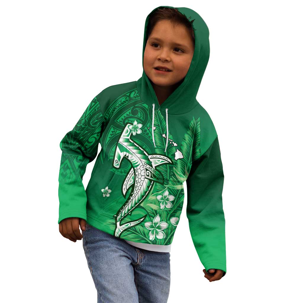 Personalized Hawaiian Maori Hammerhead Shark Kid Hoodie Omaomao Plumeria - Polynesian Pride