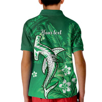 Personalized Hawaiian Maori Hammerhead Shark Kid Polo Shirt Omaomao Plumeria - Polynesian Pride