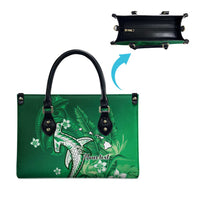Personalized Hawaiian Maori Hammerhead Shark Leather Bag Omaomao Plumeria - Polynesian Pride